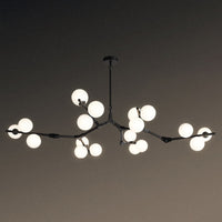 Boomtak Hanglamp Minimalistische Metalen Eetkamer Chandelier met Witte Glazen Kap
