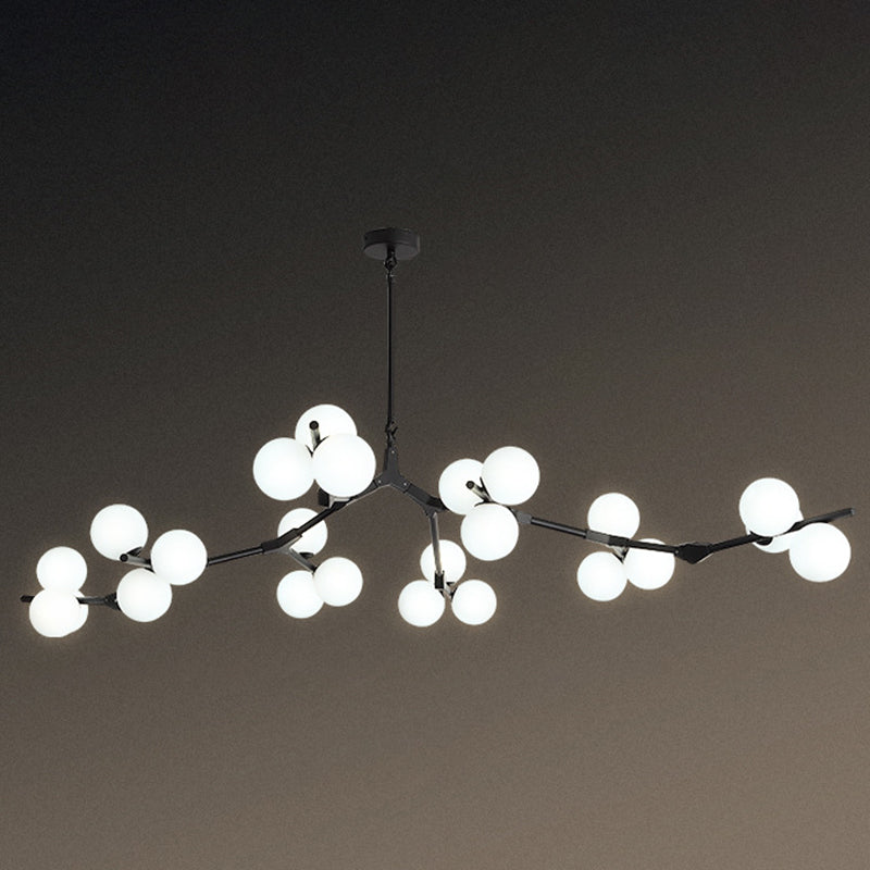 Boomtak Hanglamp Minimalistische Metalen Eetkamer Chandelier met Witte Glazen Kap