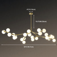 Boomtak Hanglamp Minimalistische Metalen Eetkamer Chandelier met Witte Glazen Kap