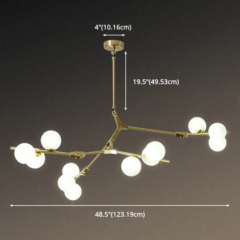 Boomtak Hanglamp Minimalistische Metalen Eetkamer Chandelier met Witte Glazen Kap