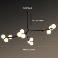 Boomtak Hanglamp Minimalistische Metalen Eetkamer Chandelier met Witte Glazen Kap