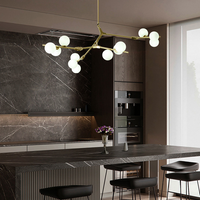Boomtak Hanglamp Minimalistische Metalen Eetkamer Chandelier met Witte Glazen Kap