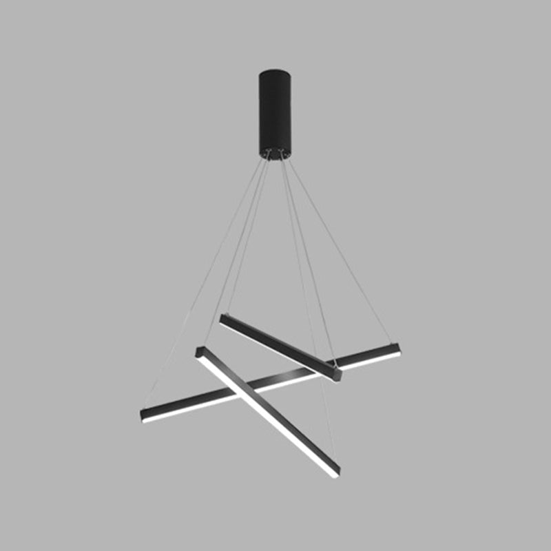 Zwarte Sticks LED Kroonluchter Licht Noviteit Minimalistische Metalen Hanglamp voor Lobby