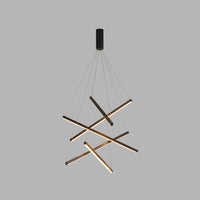Zwarte Sticks LED Kroonluchter Licht Noviteit Minimalistische Metalen Hanglamp voor Lobby