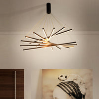 Zwarte Sticks LED Kroonluchter Licht Noviteit Minimalistische Metalen Hanglamp voor Lobby