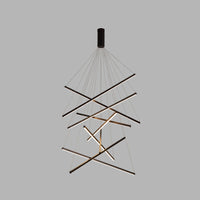 Zwarte Sticks LED Kroonluchter Licht Noviteit Minimalistische Metalen Hanglamp voor Lobby