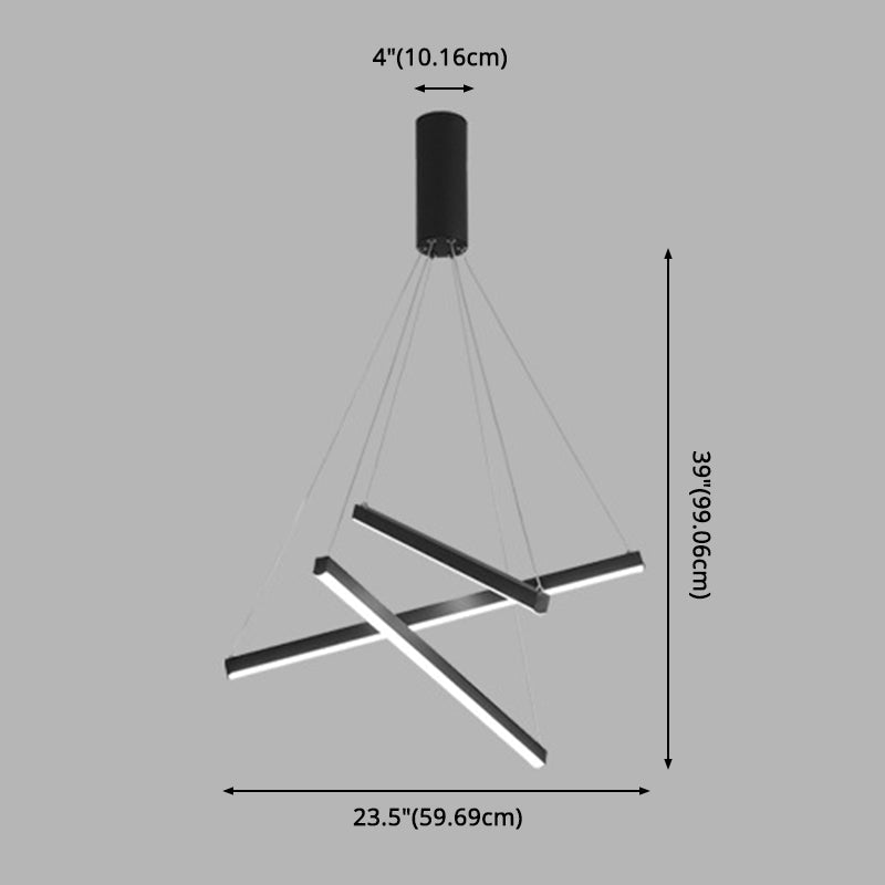 Zwarte Sticks LED Kroonluchter Licht Noviteit Minimalistische Metalen Hanglamp voor Lobby