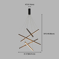 Zwarte Sticks LED Kroonluchter Licht Noviteit Minimalistische Metalen Hanglamp voor Lobby