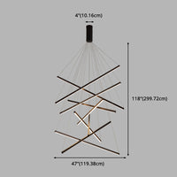 Zwarte Sticks LED Kroonluchter Licht Noviteit Minimalistische Metalen Hanglamp voor Lobby