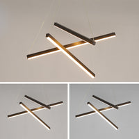 Zwarte Sticks LED Kroonluchter Licht Noviteit Minimalistische Metalen Hanglamp voor Lobby
