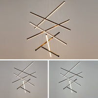 Zwarte Sticks LED Kroonluchter Licht Noviteit Minimalistische Metalen Hanglamp voor Lobby