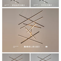 Zwarte Sticks LED Kroonluchter Licht Noviteit Minimalistische Metalen Hanglamp voor Lobby