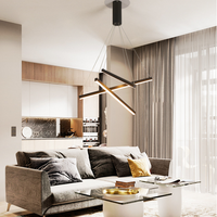 Zwarte Sticks LED Kroonluchter Licht Noviteit Minimalistische Metalen Hanglamp voor Lobby