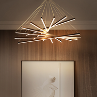Zwarte Sticks LED Kroonluchter Licht Noviteit Minimalistische Metalen Hanglamp voor Lobby