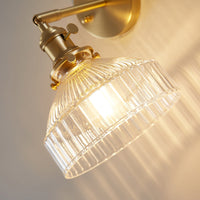 Industriële Wandlamp Geperst Ribbelglas Wandlicht Sconces in Gouden Afwerking voor Slaapkamer