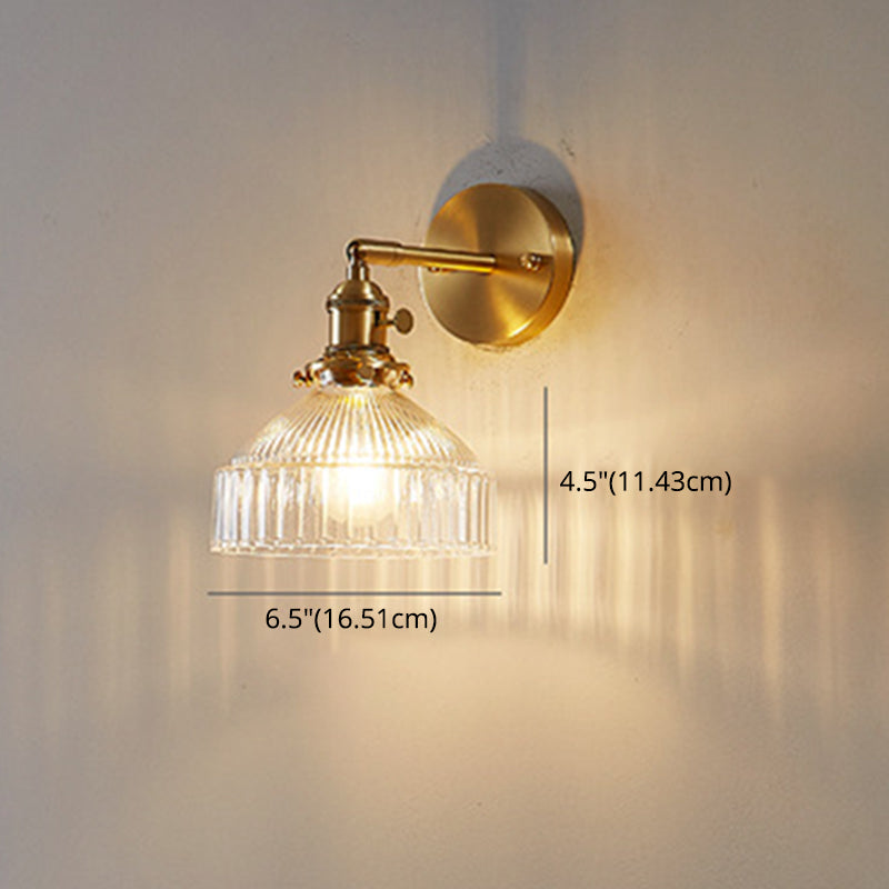 Industriële Wandlamp Geperst Ribbelglas Wandlicht Sconces in Gouden Afwerking voor Slaapkamer