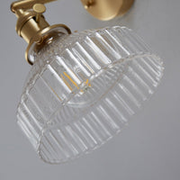 Industriële Wandlamp Geperst Ribbelglas Wandlicht Sconces in Gouden Afwerking voor Slaapkamer