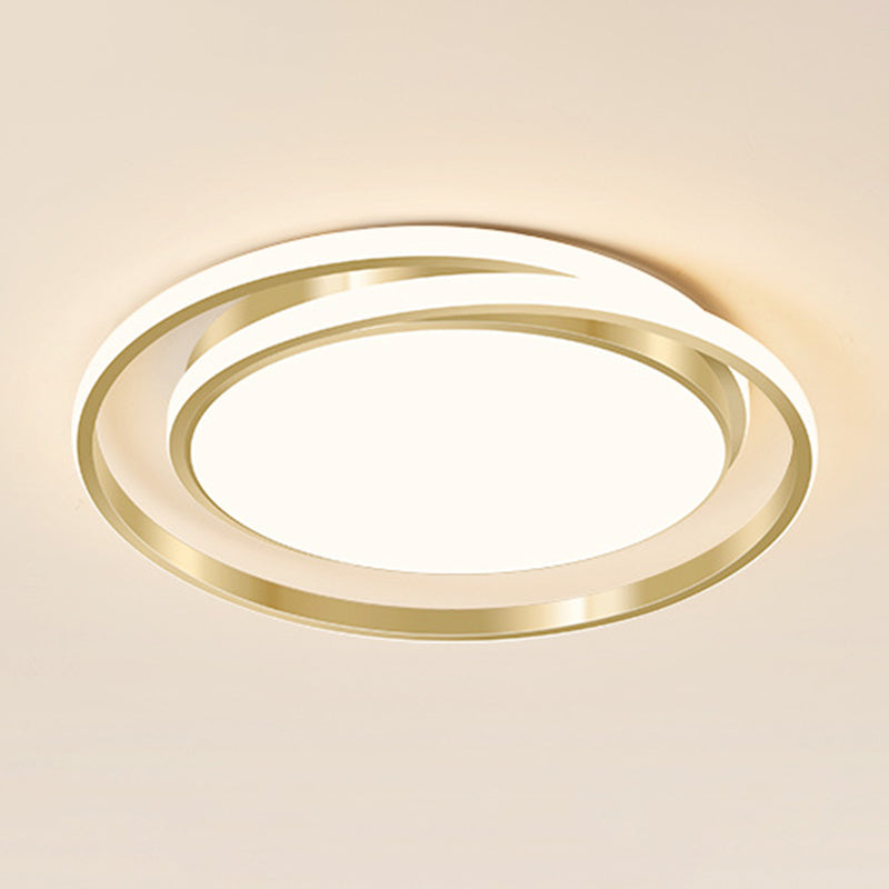 Eenvoudige Stijl Ronde Plafondlamp Acryl LED Slaapkamer Plafondmontage Lichtarmatuur in Geborsteld Goud