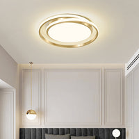 Eenvoudige Stijl Ronde Plafondlamp Acryl LED Slaapkamer Plafondmontage Lichtarmatuur in Geborsteld Goud