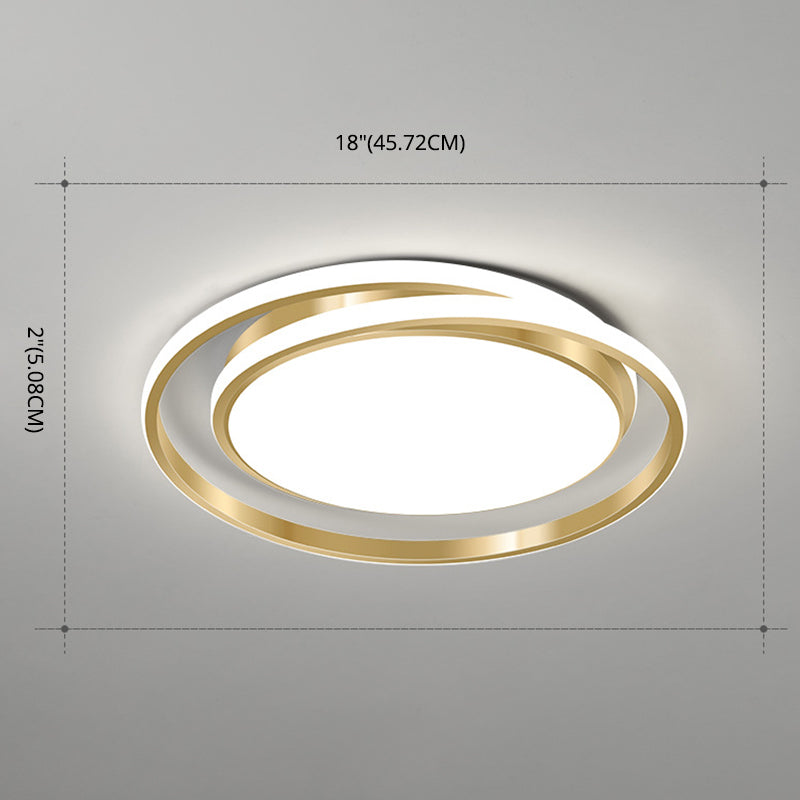 Eenvoudige Stijl Ronde Plafondlamp Acryl LED Slaapkamer Plafondmontage Lichtarmatuur in Geborsteld Goud