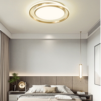 Eenvoudige Stijl Ronde Plafondlamp Acryl LED Slaapkamer Plafondmontage Lichtarmatuur in Geborsteld Goud