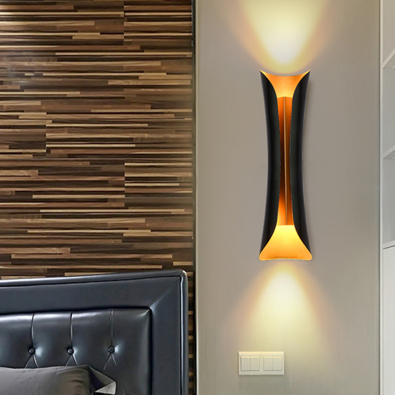 Moderne Curl Wandlamp 13"/21"/30" Hoogte 2 Lichten Metallic Binnen Wandverlichting in Zwart