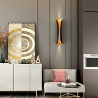 Moderne Curl Wandlamp 13"/21"/30" Hoogte 2 Lichten Metallic Binnen Wandverlichting in Zwart