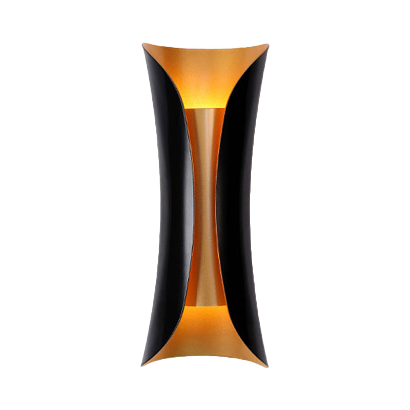 Moderne Curl Wandlamp 13"/21"/30" Hoogte 2 Lichten Metallic Binnen Wandverlichting in Zwart