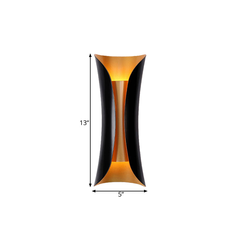 Moderne Curl Wandlamp 13"/21"/30" Hoogte 2 Lichten Metallic Binnen Wandverlichting in Zwart