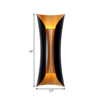 Moderne Curl Wandlamp 13"/21"/30" Hoogte 2 Lichten Metallic Binnen Wandverlichting in Zwart