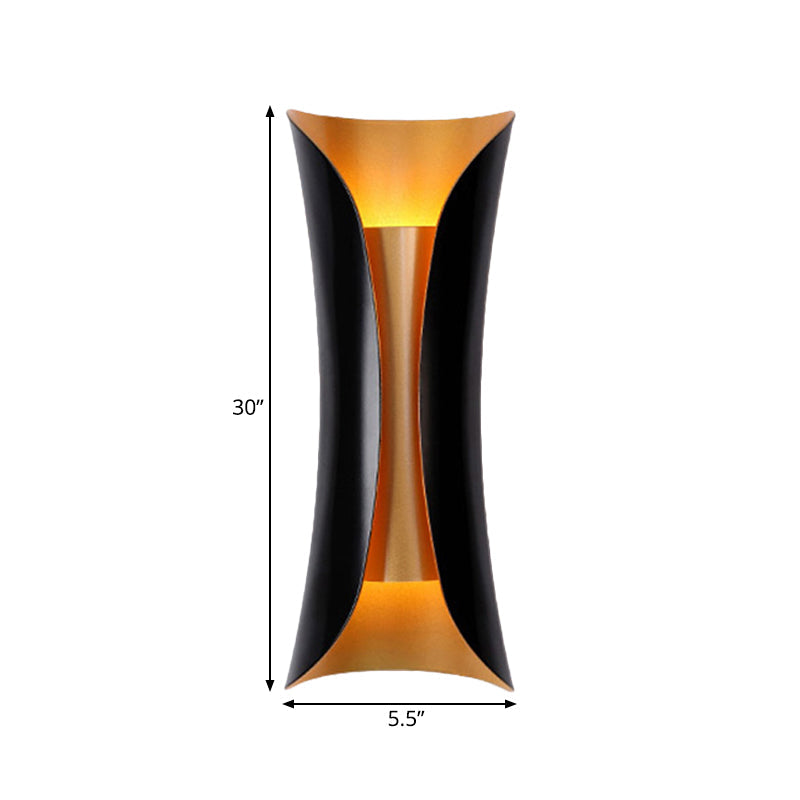 Moderne Curl Wandlamp 13"/21"/30" Hoogte 2 Lichten Metallic Binnen Wandverlichting in Zwart