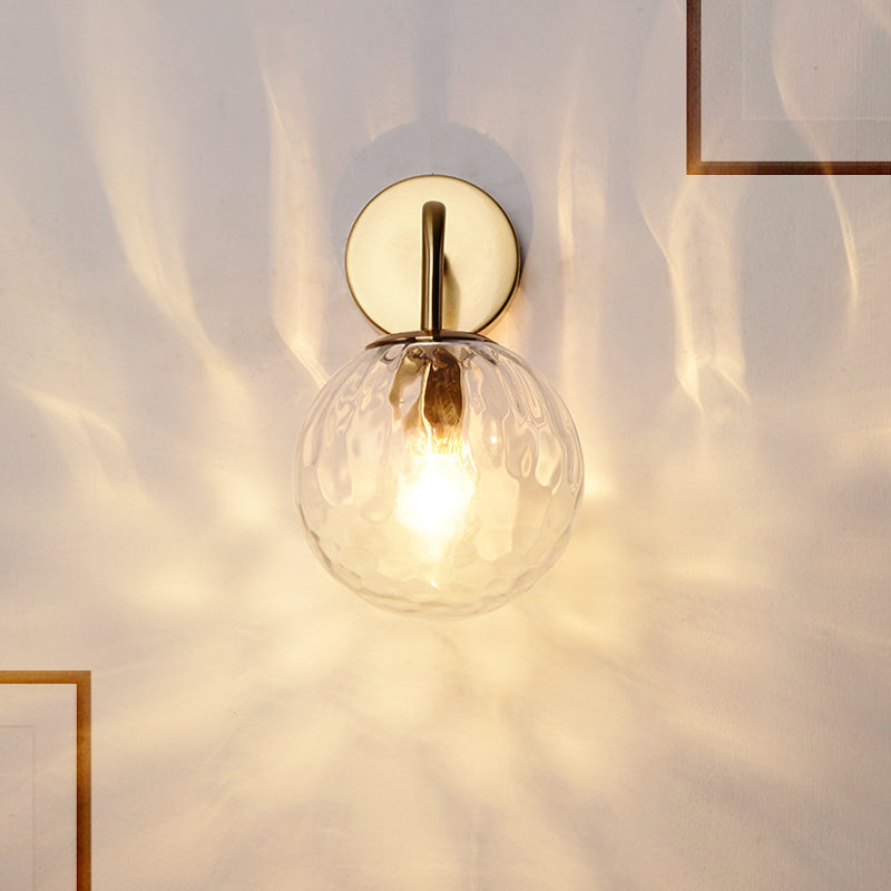 Geribbeld Glazen Bol Wandlamp Minimalistisch 1 Licht Gouden Wandlamp Verlichting met Arm