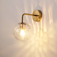 Geribbeld Glazen Bol Wandlamp Minimalistisch 1 Licht Gouden Wandlamp Verlichting met Arm