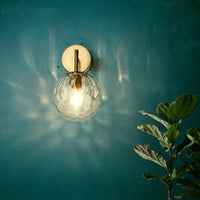 Geribbeld Glazen Bol Wandlamp Minimalistisch 1 Licht Gouden Wandlamp Verlichting met Arm