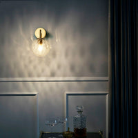 Geribbeld Glazen Bol Wandlamp Minimalistisch 1 Licht Gouden Wandlamp Verlichting met Arm