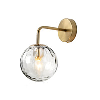 Geribbeld Glazen Bol Wandlamp Minimalistisch 1 Licht Gouden Wandlamp Verlichting met Arm