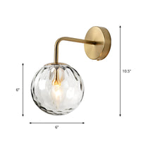Geribbeld Glazen Bol Wandlamp Minimalistisch 1 Licht Gouden Wandlamp Verlichting met Arm