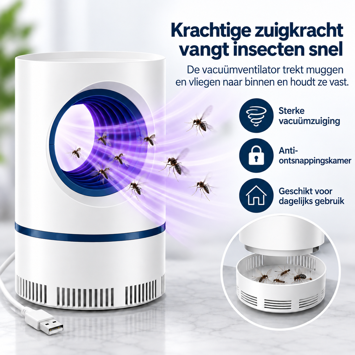 Bionische LED Muggenval met Krachtige Zuigkracht
