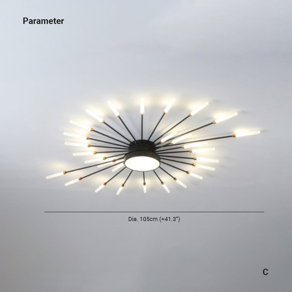 Wesley Plafondlamp Vuurwerk Lineair Modern Zwart/Goud