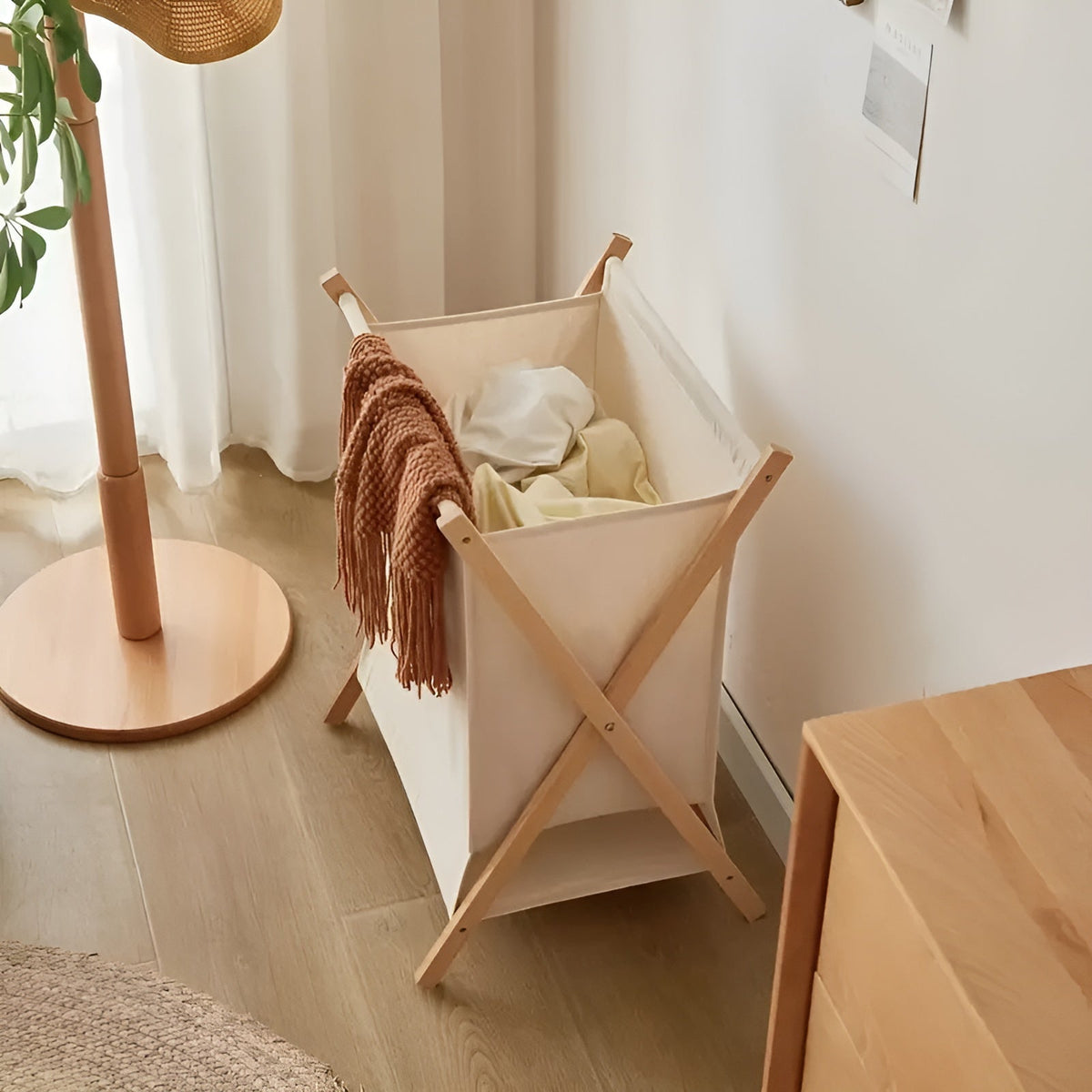 Opvouwbare Wasmand van Hout – Robuust Houten Design | Decoratief en Functioneel