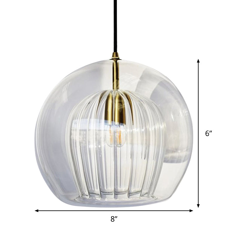 Globe Traplicht Pendelverlichting Helder Glas 1 Hoofd Nordic Hanglamp Kit, 6"/8"/10" Breed