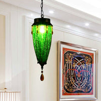 Conische Rode/Gele/Blauwe Glazen Hanglamp Vintage Stijl 1 Licht Restaurant Verlichting