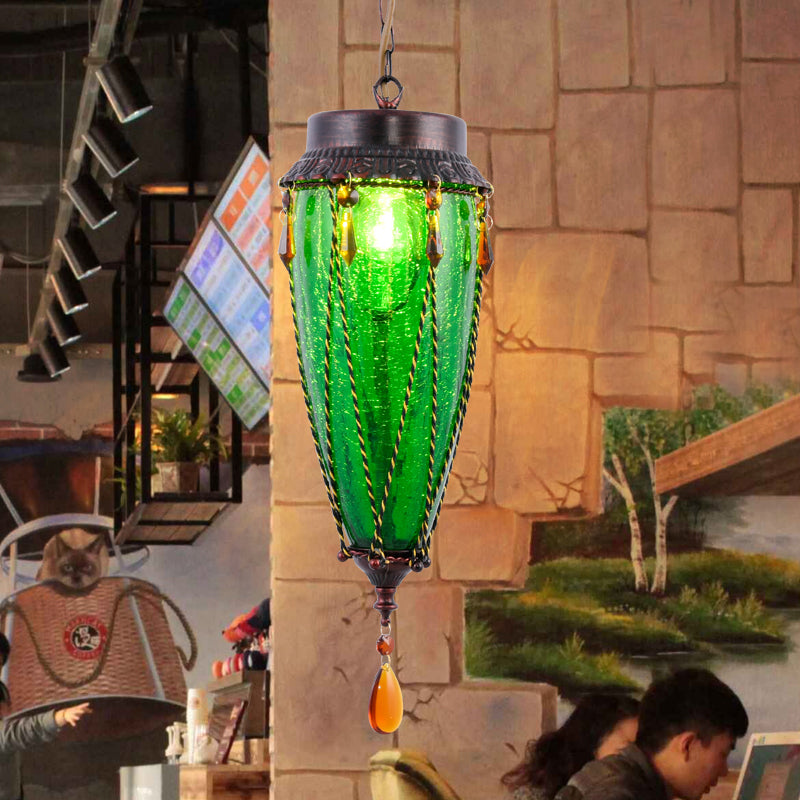 Conische Rode/Gele/Blauwe Glazen Hanglamp Vintage Stijl 1 Licht Restaurant Verlichting