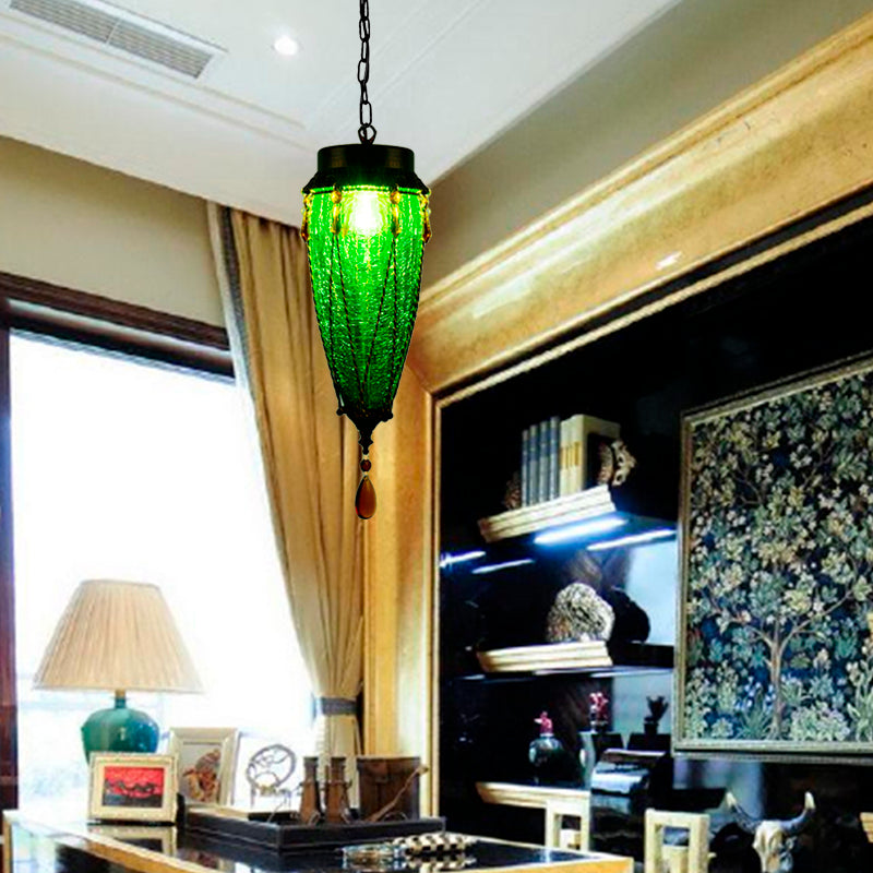 Conische Rode/Gele/Blauwe Glazen Hanglamp Vintage Stijl 1 Licht Restaurant Verlichting