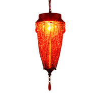 Conische Rode/Gele/Blauwe Glazen Hanglamp Vintage Stijl 1 Licht Restaurant Verlichting