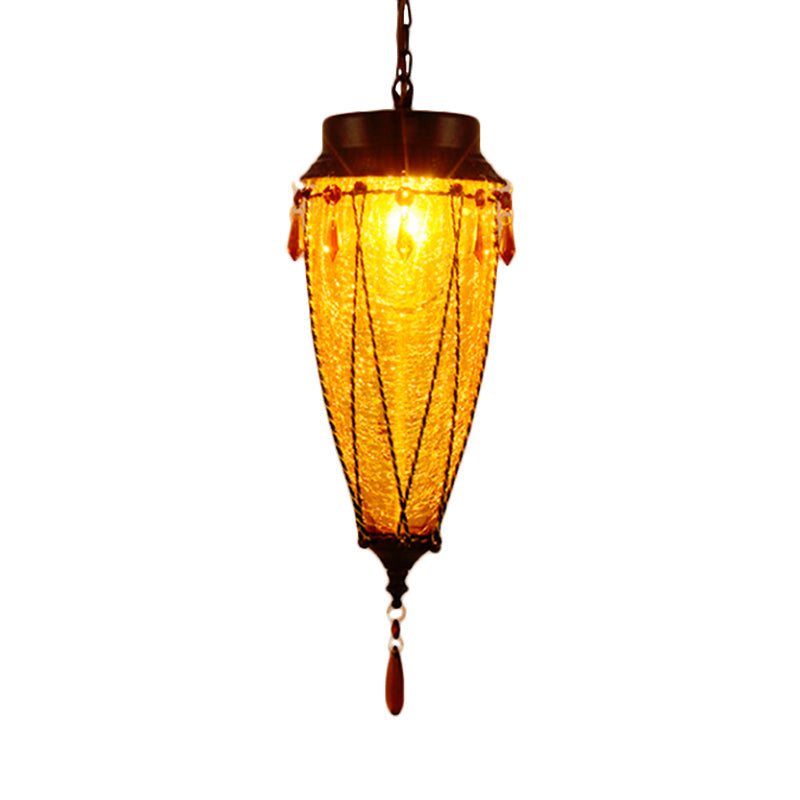 Conische Rode/Gele/Blauwe Glazen Hanglamp Vintage Stijl 1 Licht Restaurant Verlichting