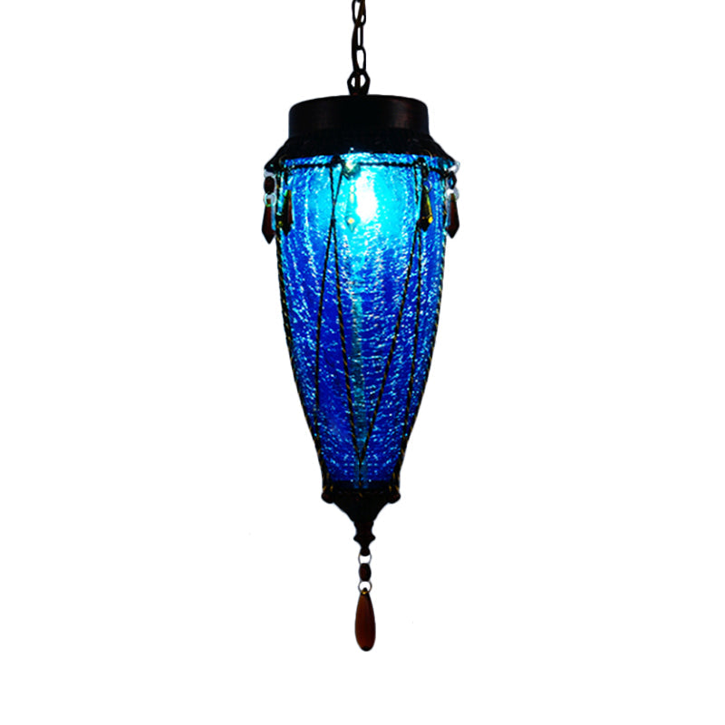 Conische Rode/Gele/Blauwe Glazen Hanglamp Vintage Stijl 1 Licht Restaurant Verlichting