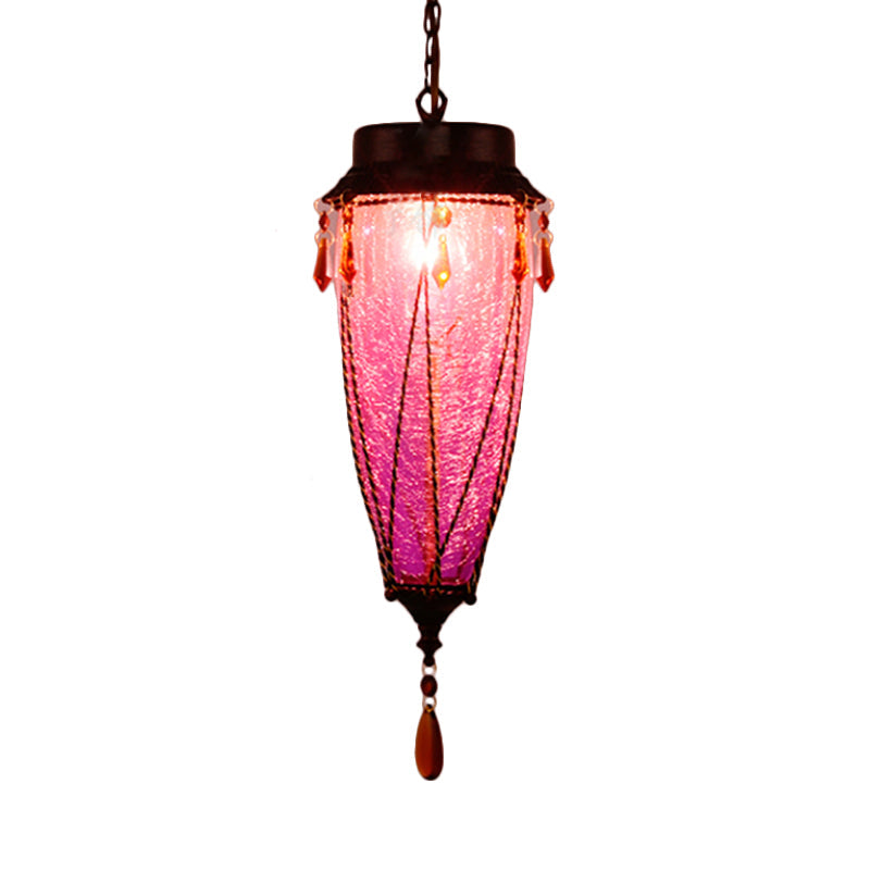 Conische Rode/Gele/Blauwe Glazen Hanglamp Vintage Stijl 1 Licht Restaurant Verlichting