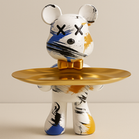Graffiti Beer Ornament Met Gouden Dienblad Tafelfiguur