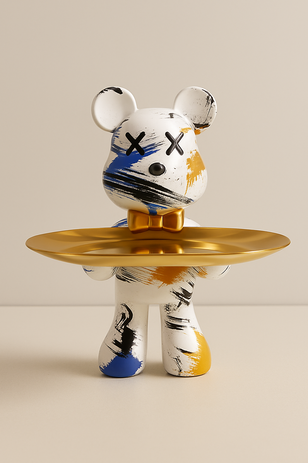 Graffiti Beer Ornament Met Gouden Dienblad Tafelfiguur